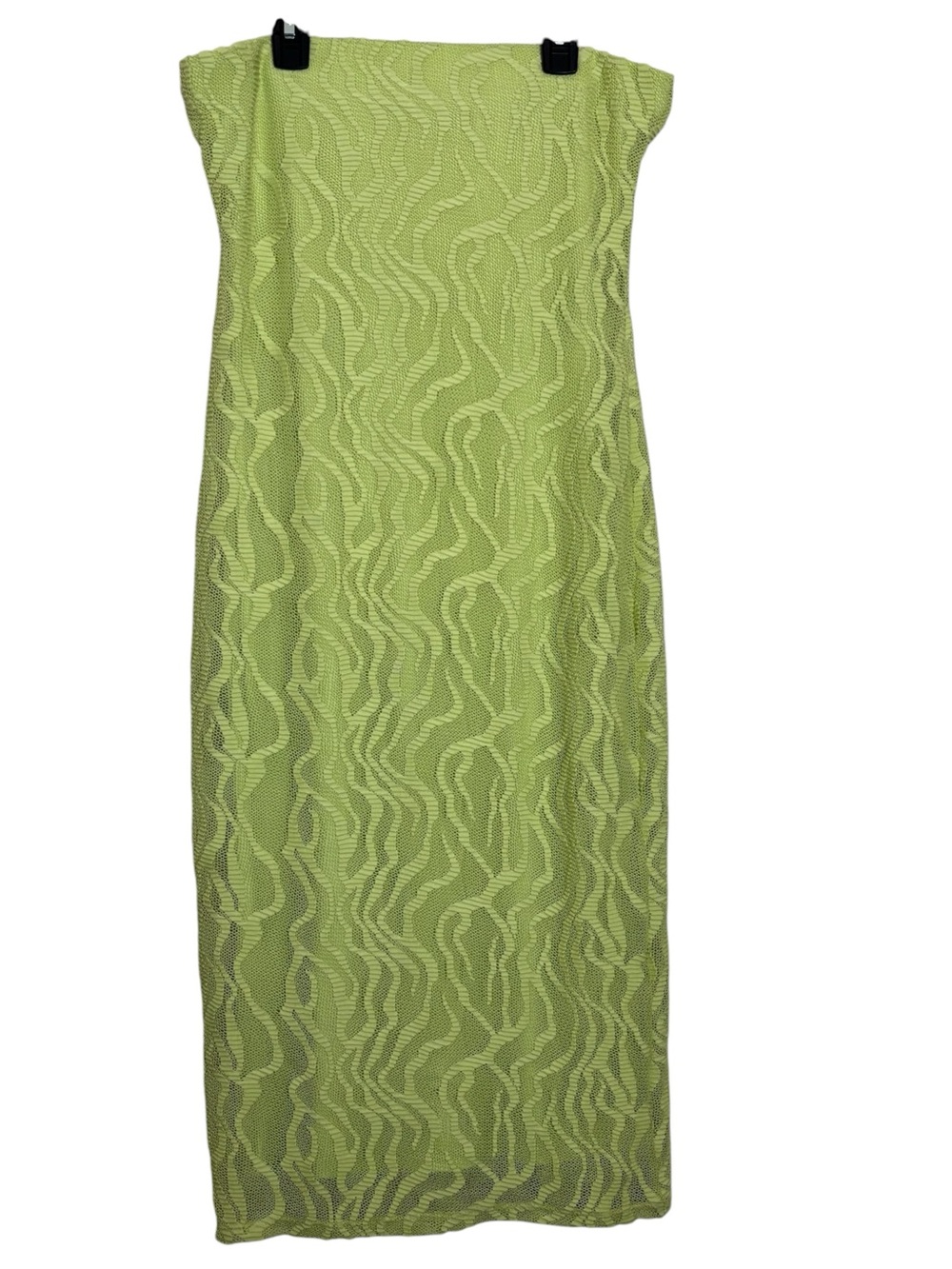 Haute Monde Lime Green Sheer Wave-Pattern Sarong Dress